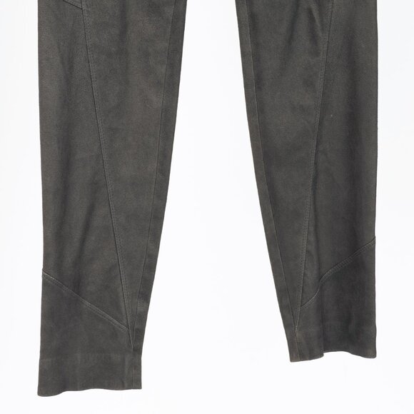 Brunello Cucinelli Grey Leather Panelled Skinny Pants - Picture 5 of 9